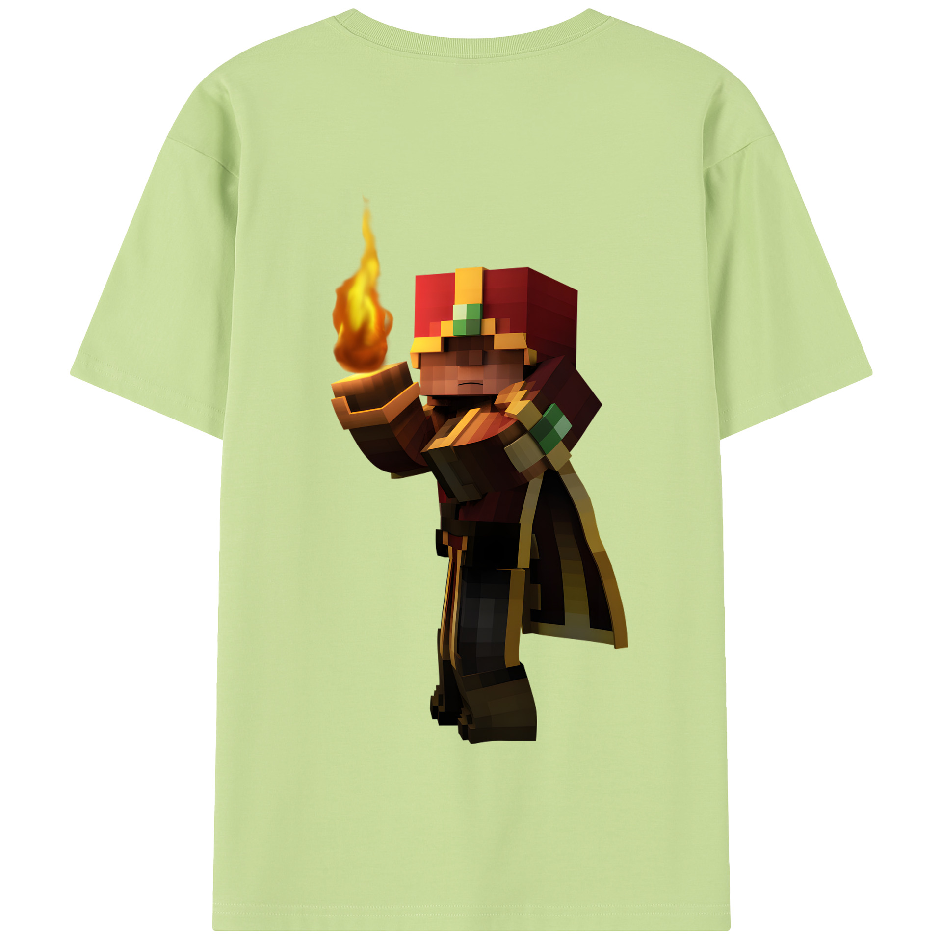 （画像用） マインクラフト ブロックの世界 Minecraft MC Block world 綿100％半袖Tシャツ（背面プリント）